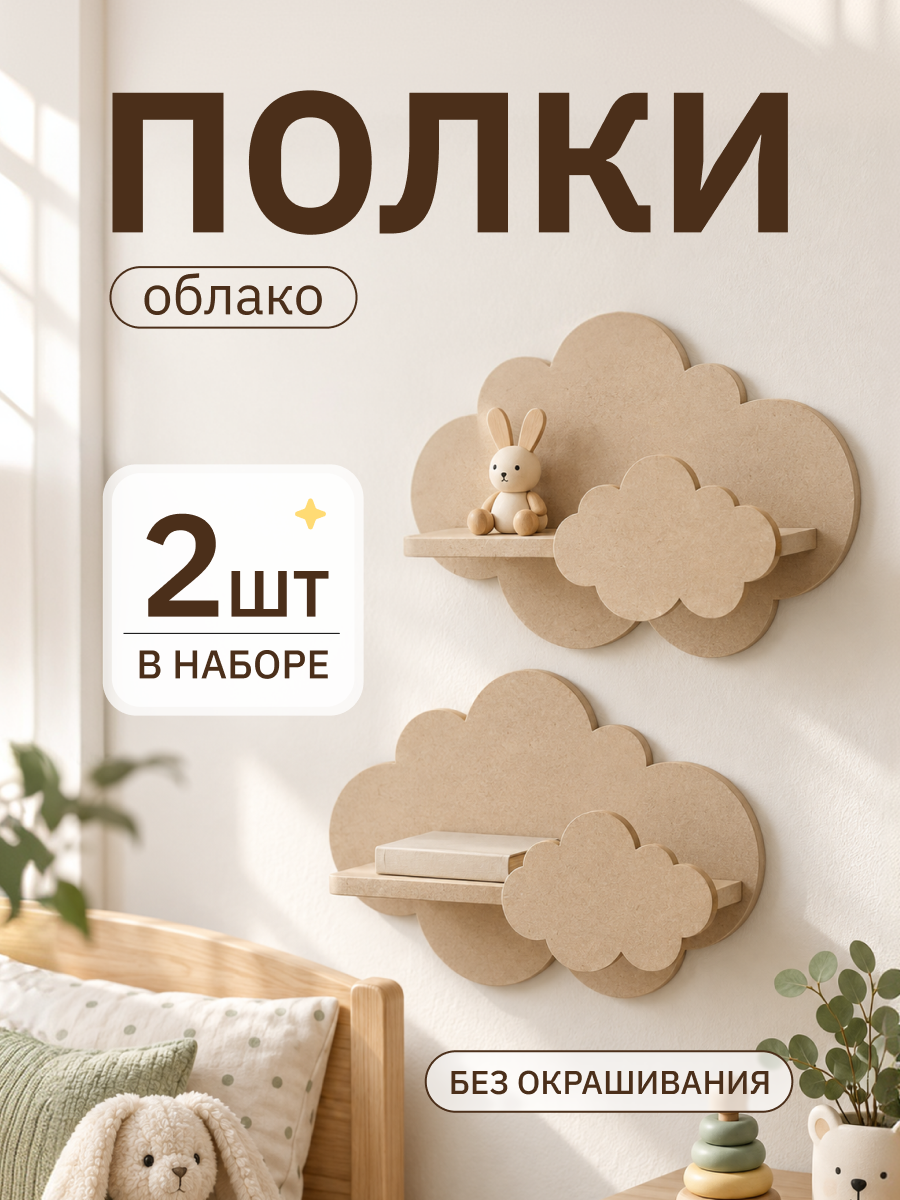 Полки для детей Pema kids без окрашивания 2 шт МДФ - фото 1