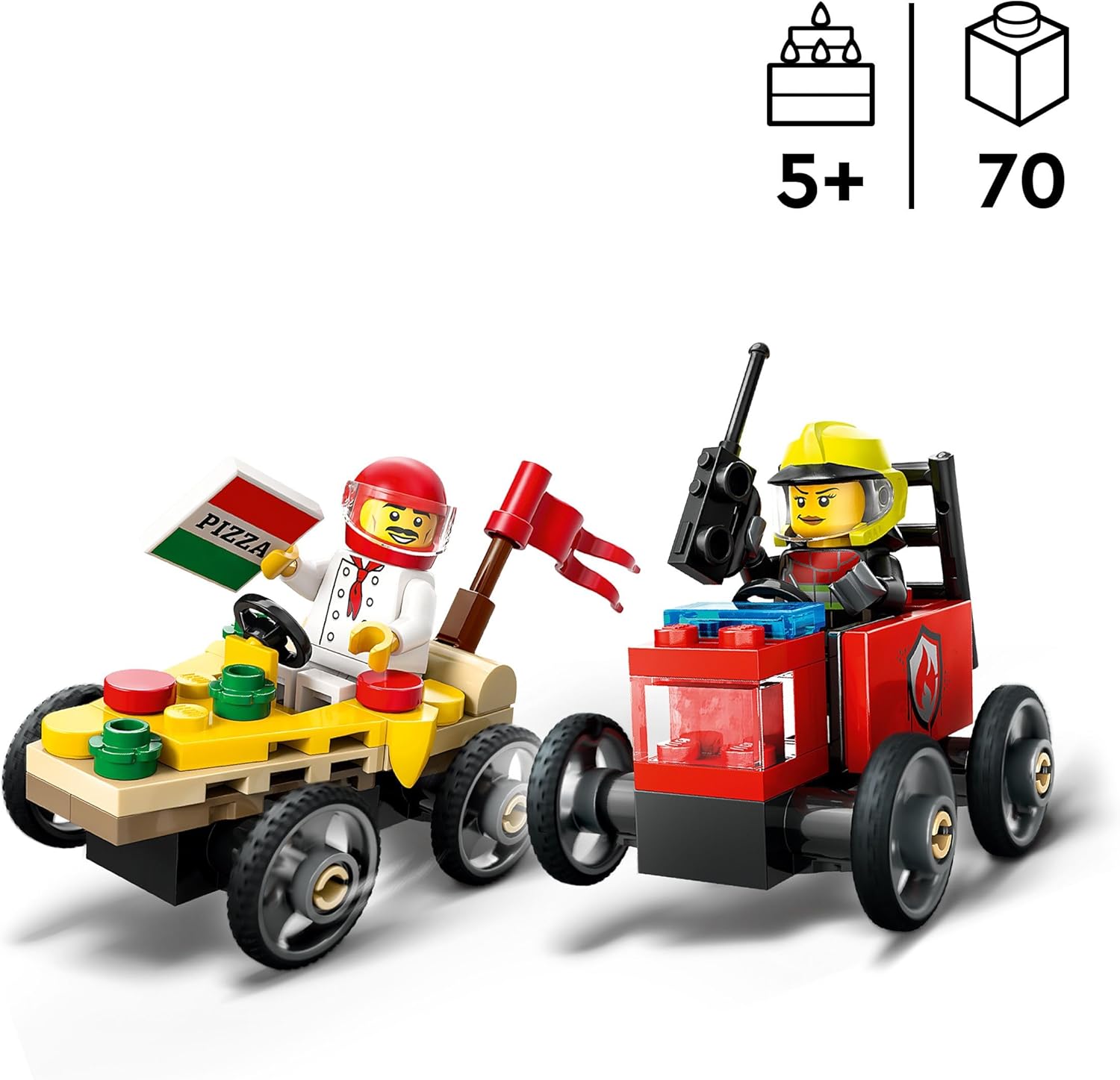 Конструктор LEGO City Пицца против Пожарной машины 70 дет. - фото 3