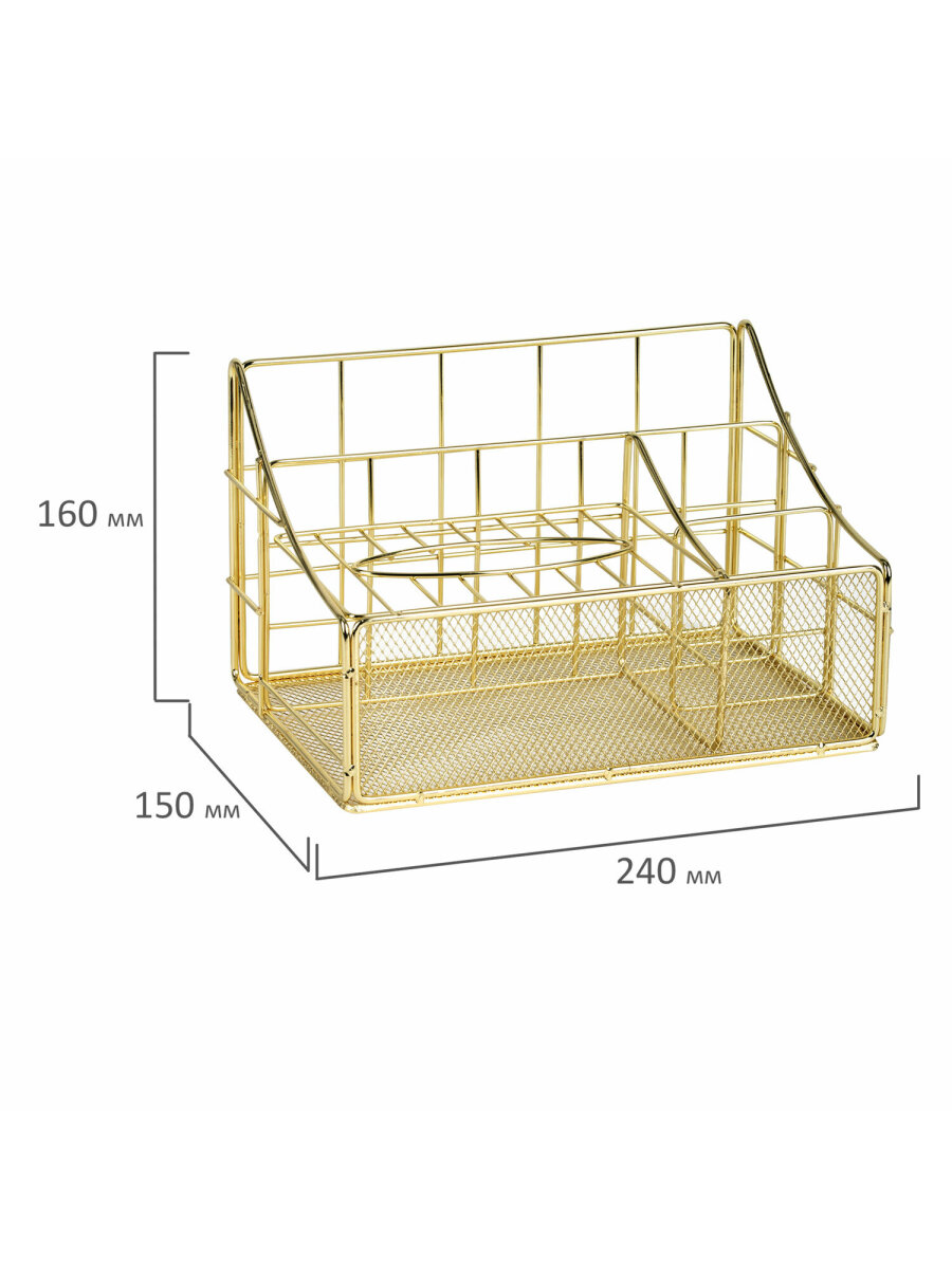 Органайзер для косметики и канцелярии MONTE VITA металлический настольный 4 секции - фото 6