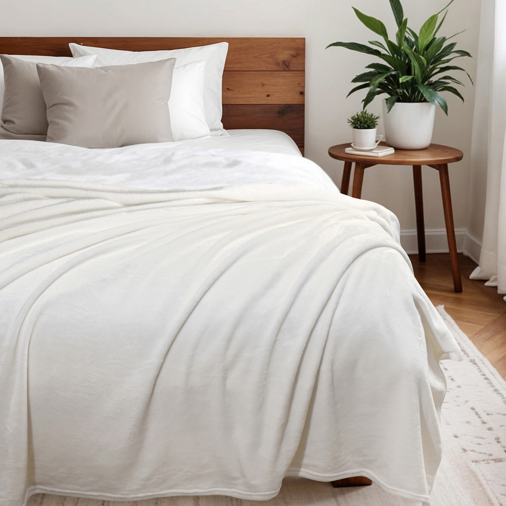 Плед 150х200 см Solo Decorica плотность 260 гр на кровать диван цвет экрю - фото 1