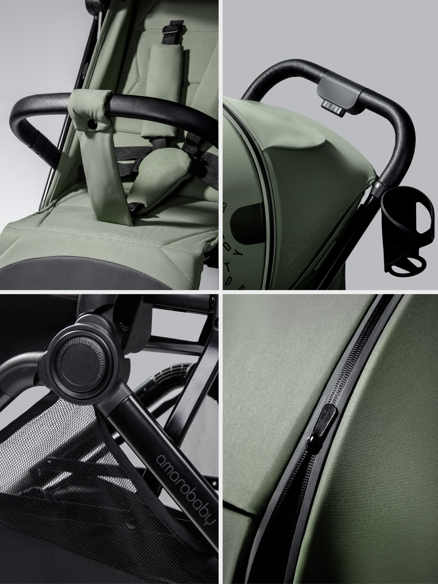 Коляска прогулочная Amarobaby Ride зеленый - фото 17