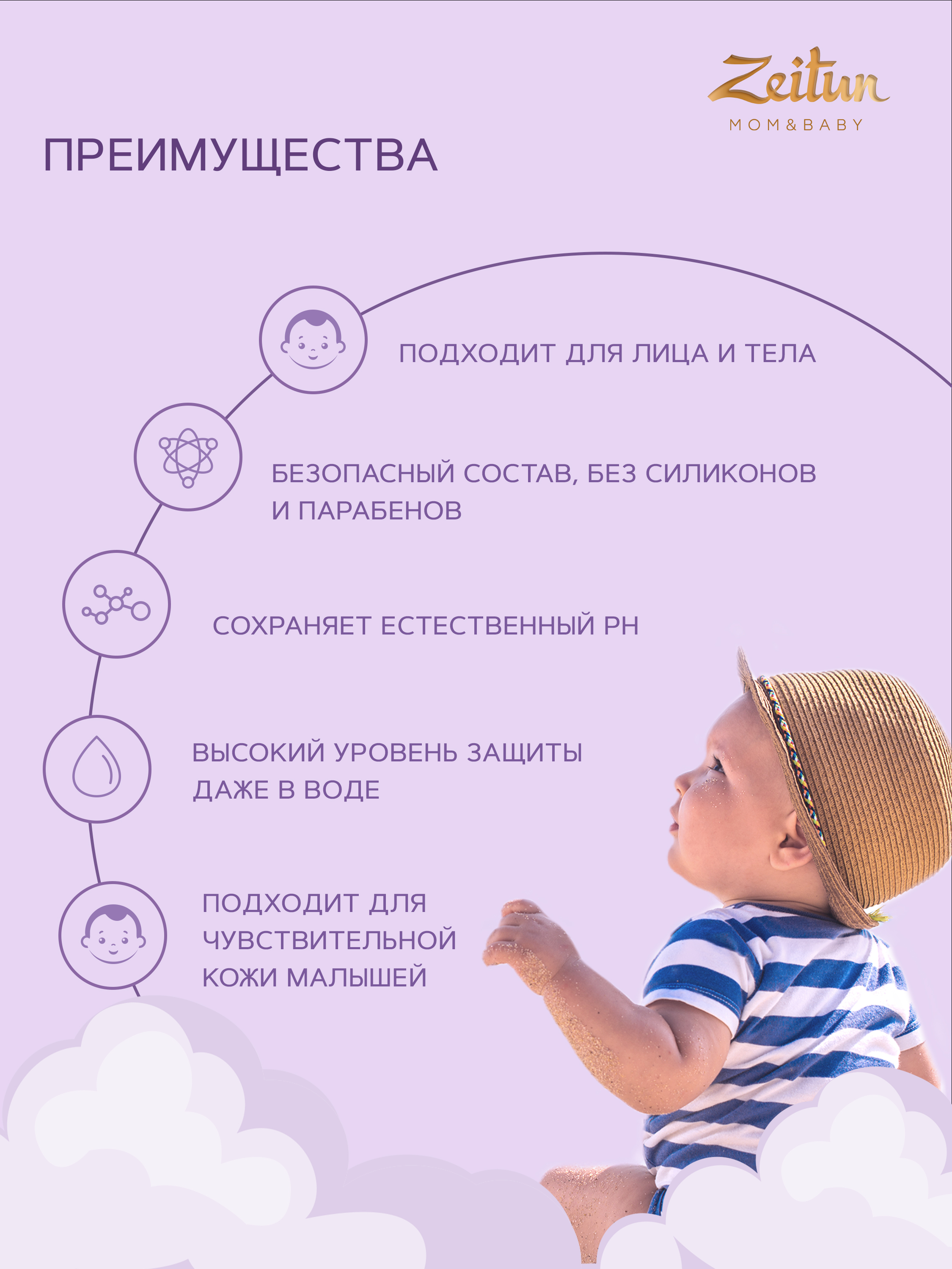 Солнцезащитный крем Zeitun детский SPF 50 150 мл - фото 6