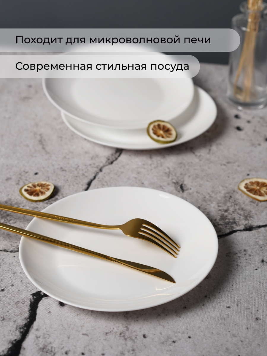 Набор тарелок OLAFF десертных из стеклокерамики 19 см 6 шт - фото 6