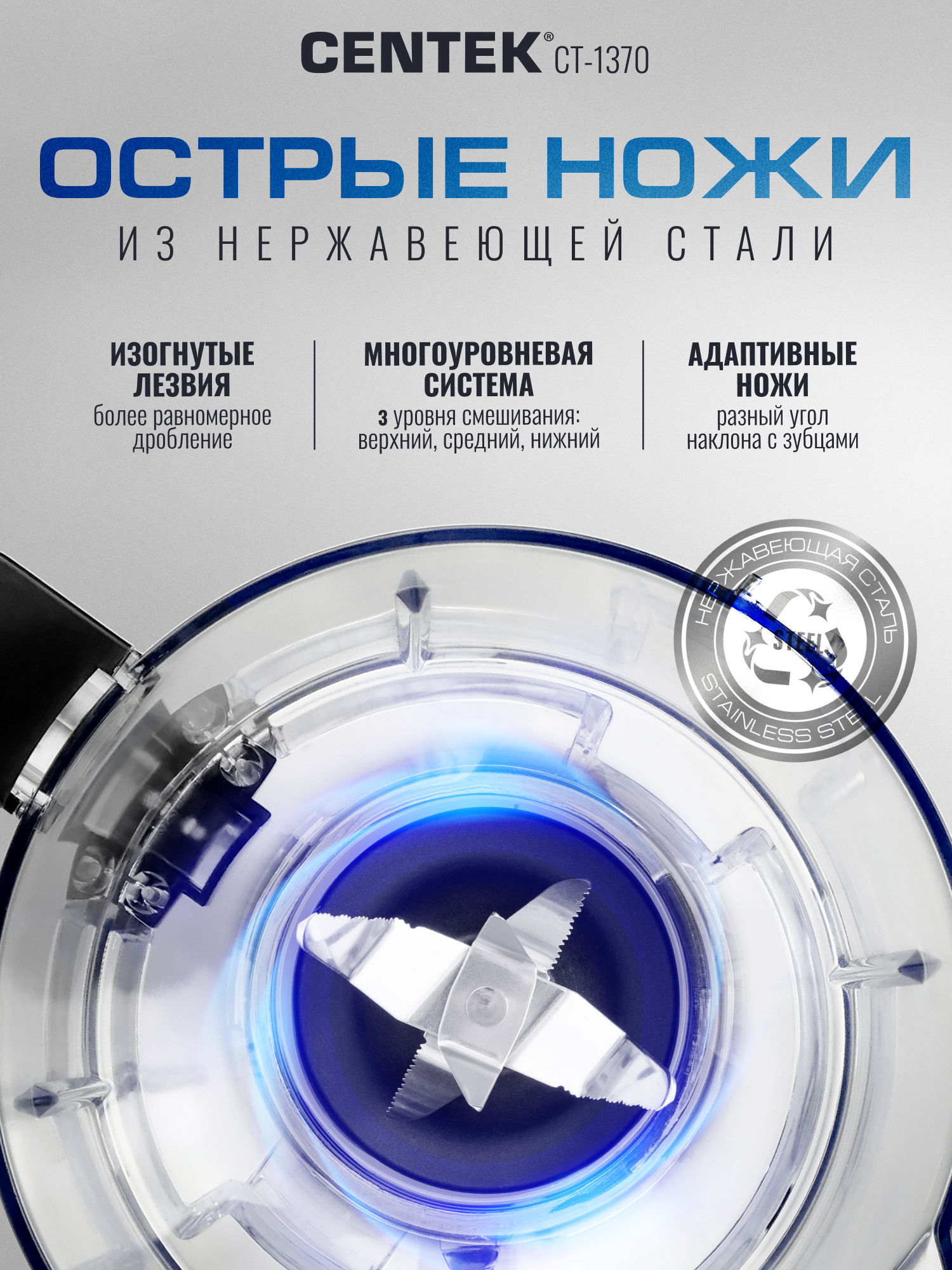 Блендер настольный CENTEK CT-1370 Кухонный комбайн - фото 5