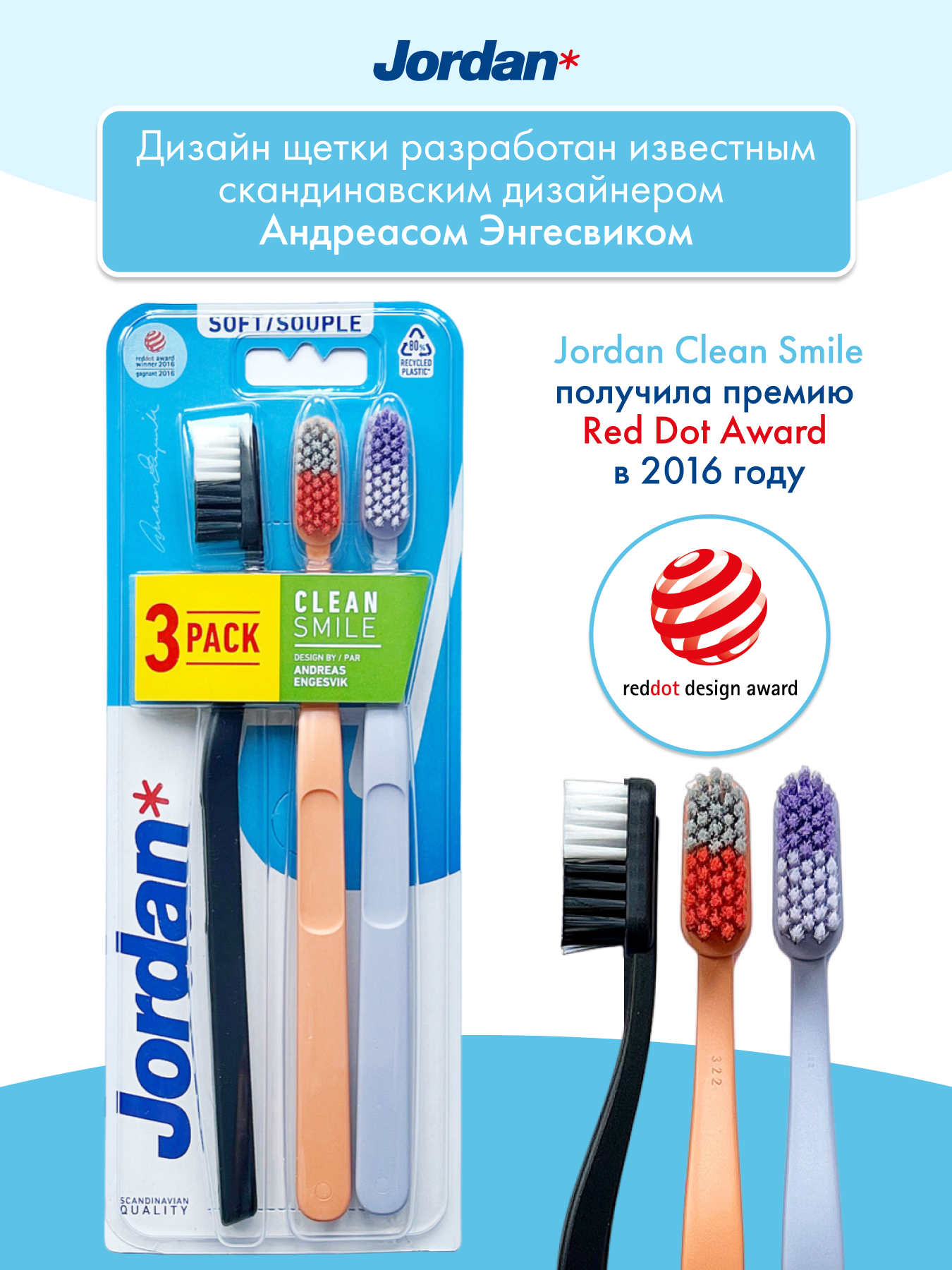Зубная щетка классическая Jordan 3 шт. - фото 4
