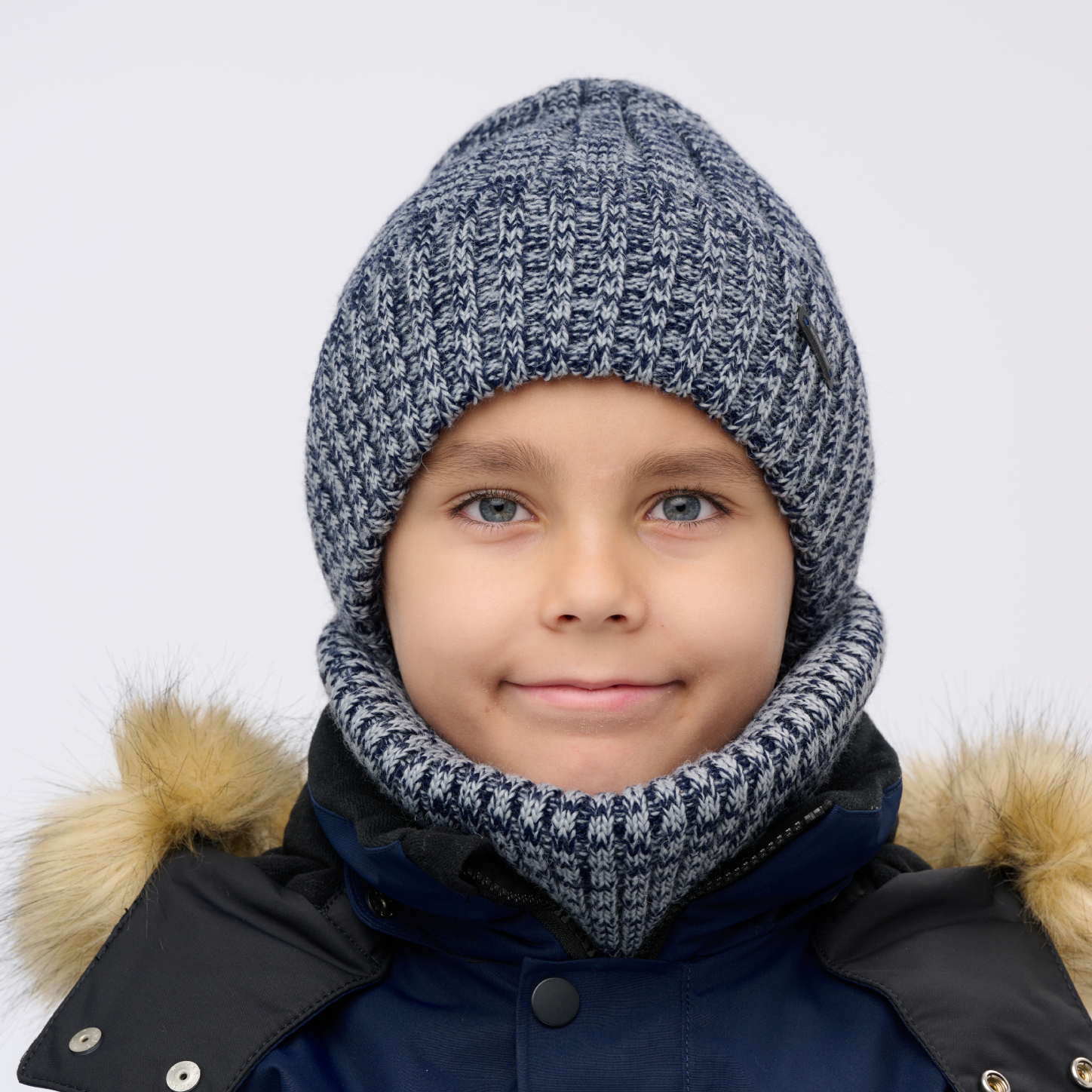 Шапка и снуд KUBRIO KU-H-107-WIN-BICOLOR-Dblue-grey - фото 4