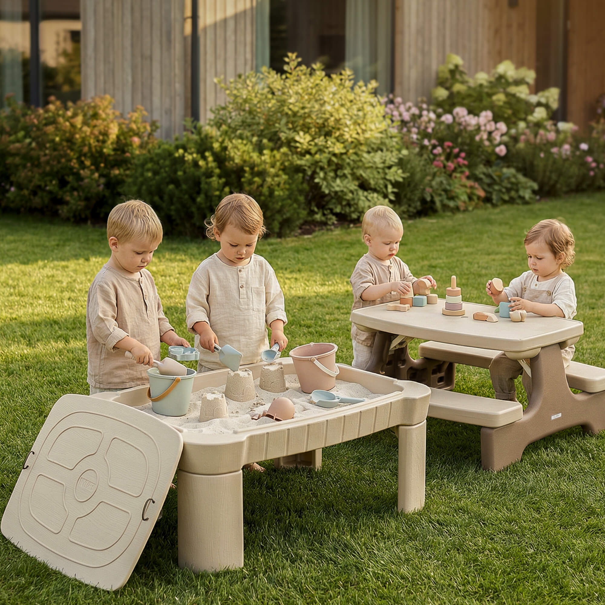 Песочница - столик детская UNIX Kids для игр с песком и водой 96х66х40,5 см - фото 20