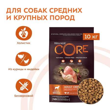 Корм для собак Wellness CORE взрослых средних индейка курица 10кг
