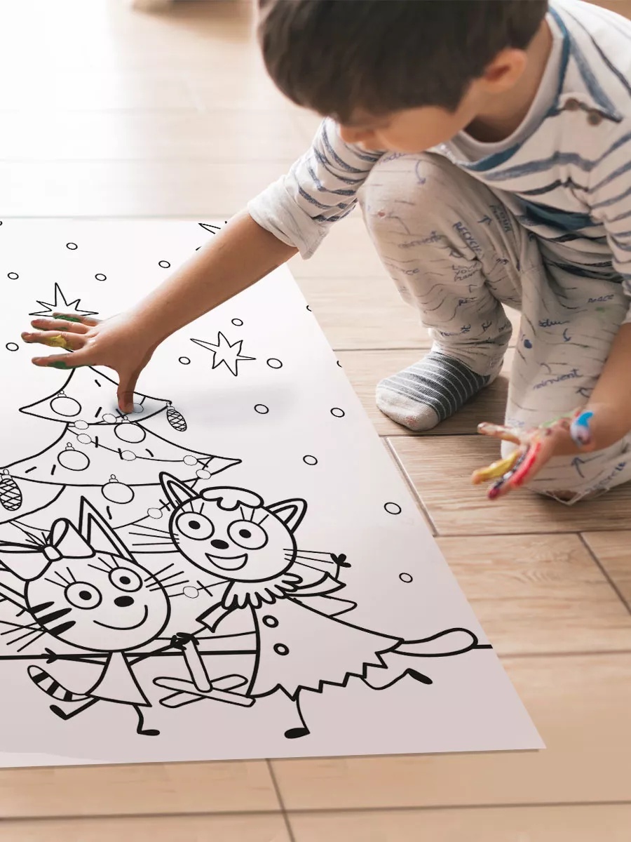 Раскраска Проф-Пресс Три кота. Зима. Макси формат А3. 20 стр. - фото 2