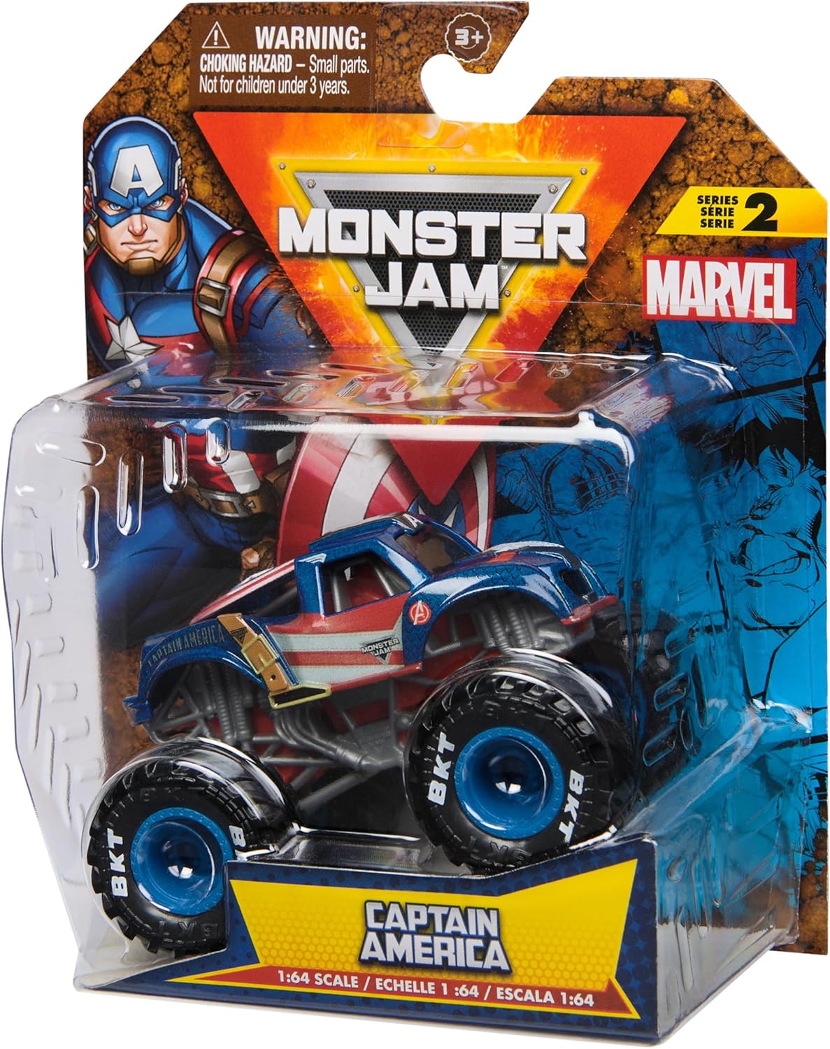 Монстр-трак Monster Jam Marvel Captain America 1:64 6069960 - фото 7