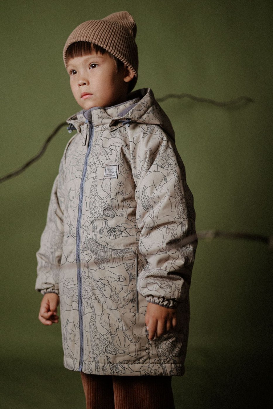 Парка MINIDINO В-К-034/ДПарка детская еврозима принт Сафари темно-бежевый - фото 11