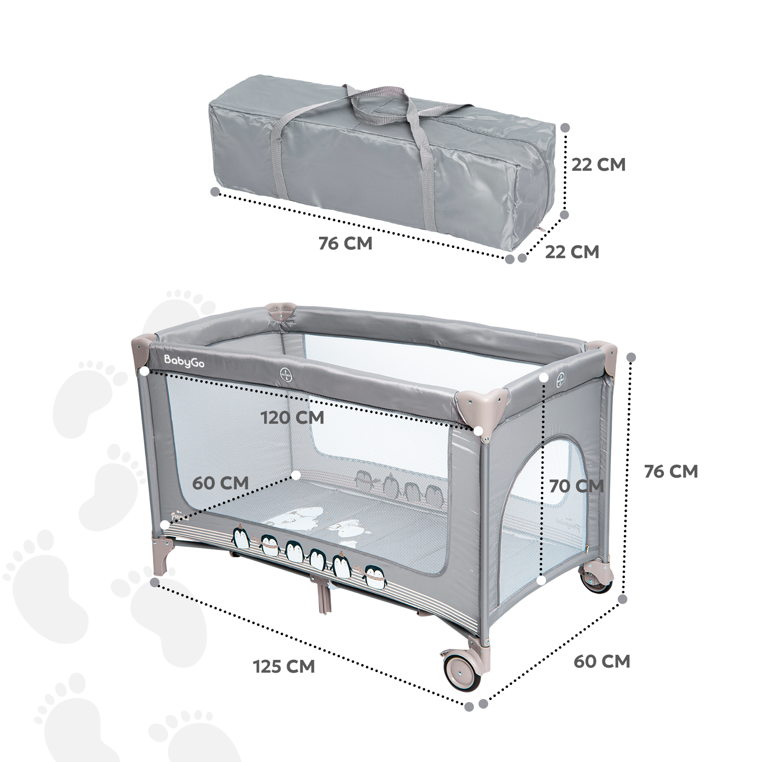 Манеж кровать BabyGo Play Box New серый P612 - фото 4