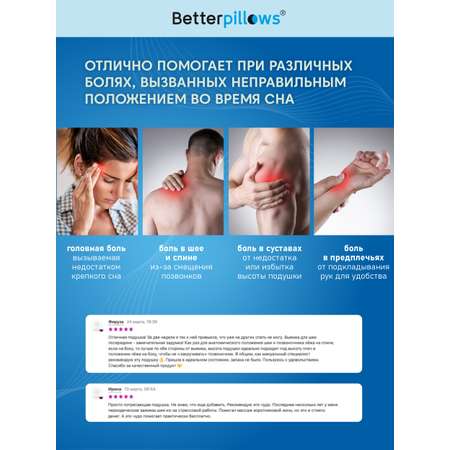 Подушка ортопедическая для сна Betterpillows с эффектом памяти для детей и взрослых