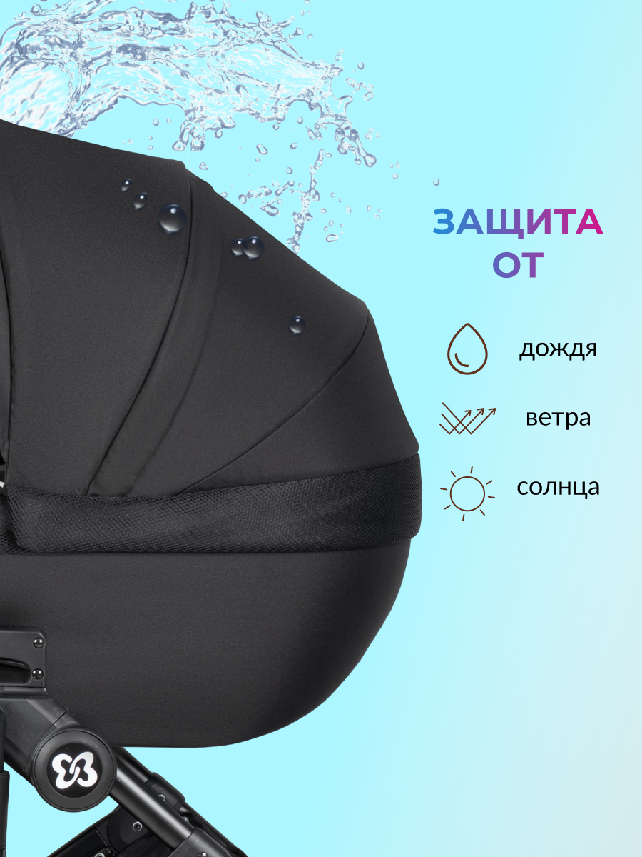 Коляска 3в1 Farfello Molly Pro черный - фото 7