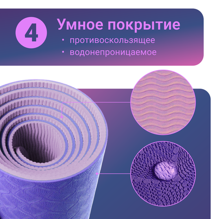 Спортивный гимнастический коврик ZDK Nonstopika Relax фиолетовый