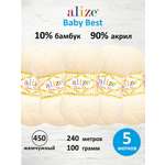 Пряжа для вязания Alize baby best бамбук акрил с эффектом антипиллинг 100 г 240 м 450 жемчужный 5 мотков