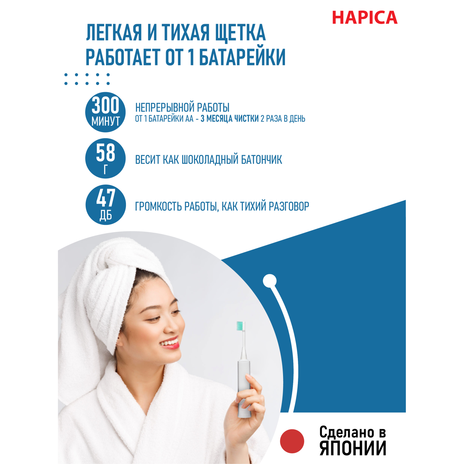 Зубная щетка электрическая Hapica от 10 лет - фото 4