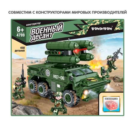 Конструктор Bondibon Военный Десант Зенитка блочный