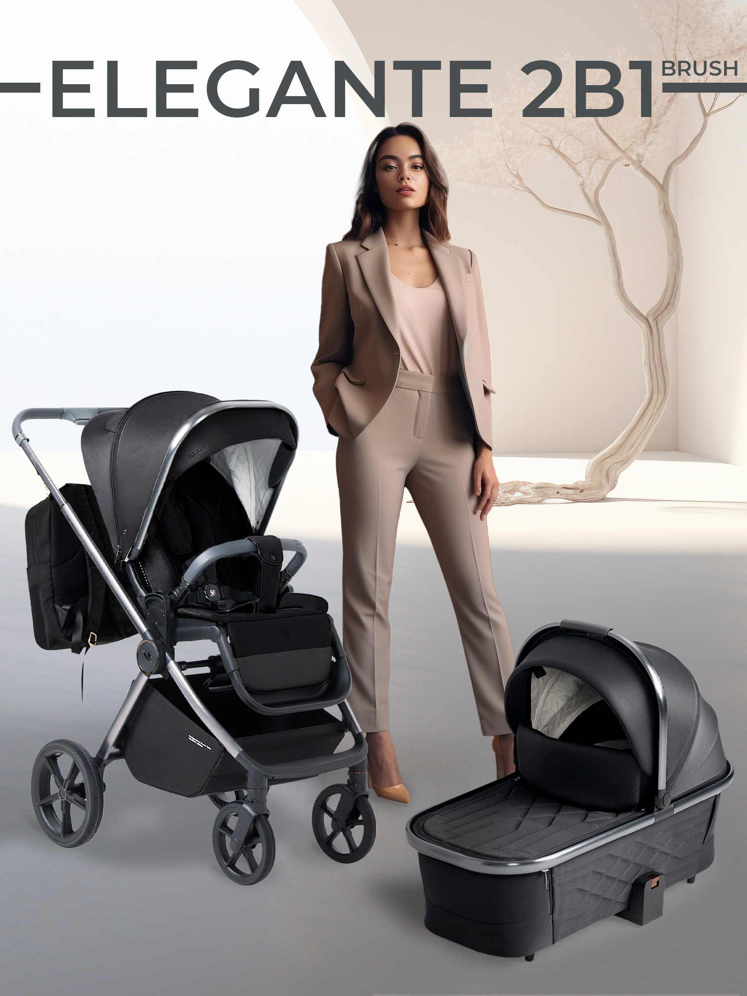 Коляска 2в1 Sweet Baby Elegante BRD Black черный - фото 1