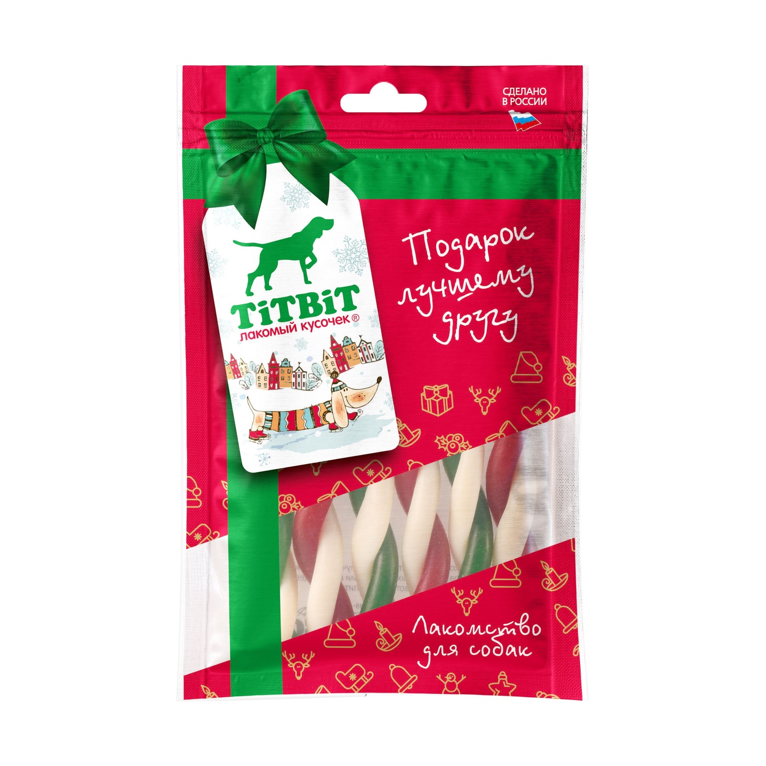 Лакомство для собак TITBIT Твистер рождественский Новогодняя коллекция 80г - фото 1