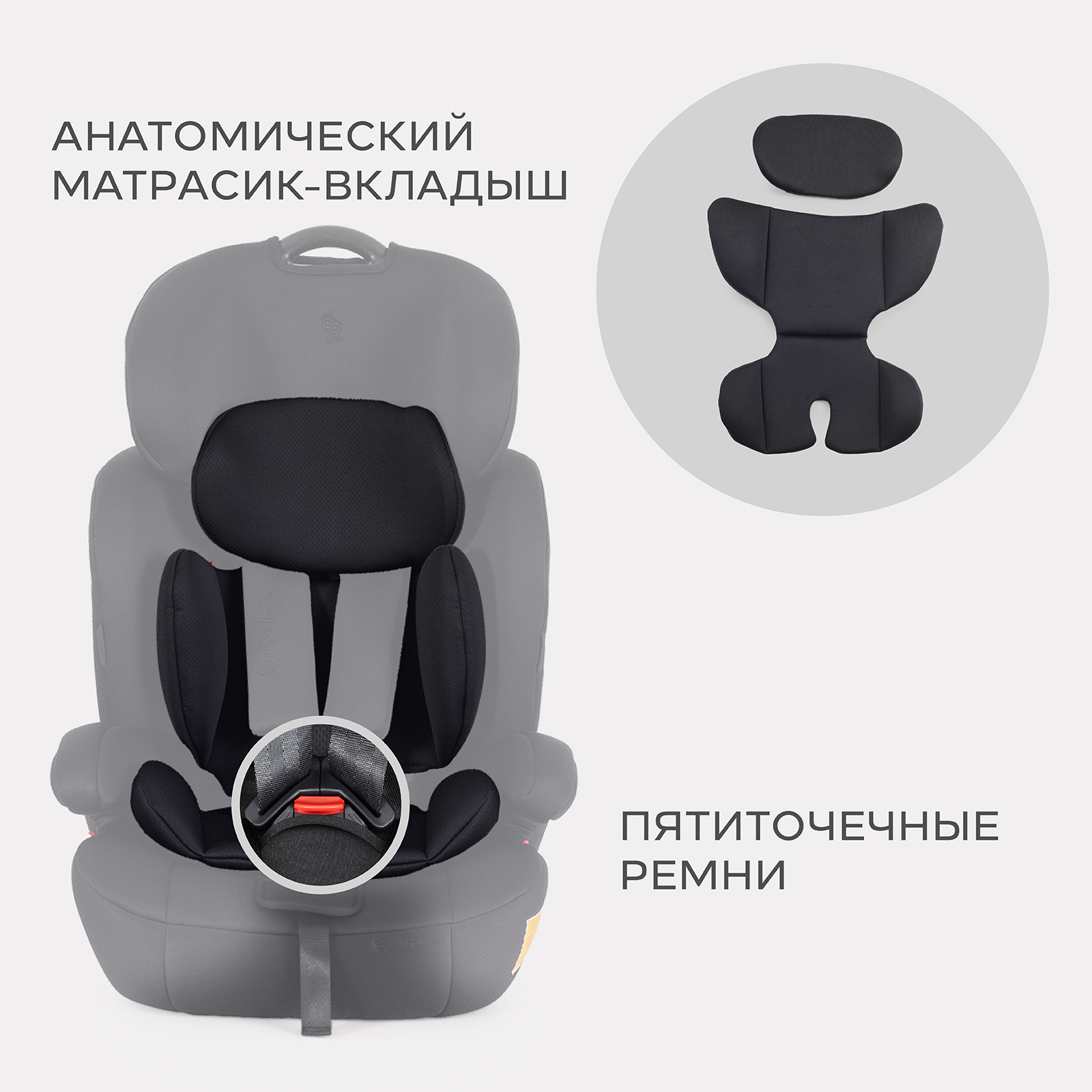 Автокресло Rant Basic Spark next 1/2/3 (9-36 кг) черный - фото 3