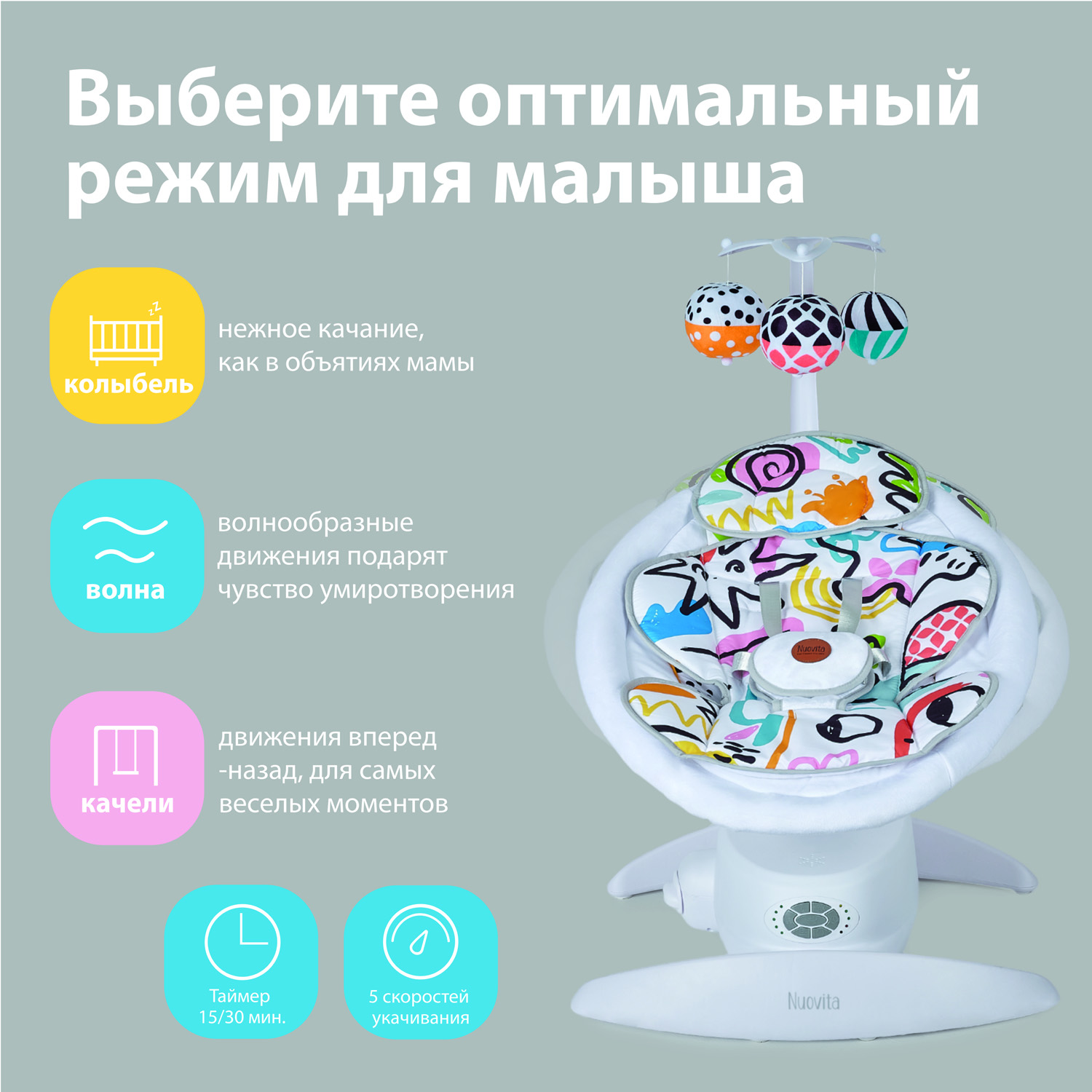 Детские электрокачели для новорожденных Nuovita Degno D1 - фото 4