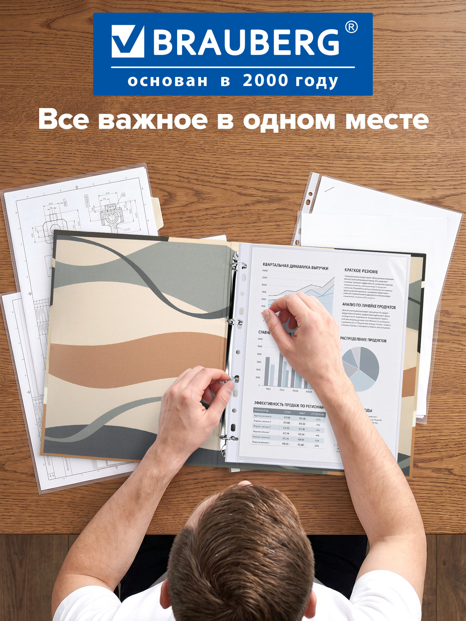 Портфолио школьника Brauberg папка А4 на кольцах 20 файлов для девочки и мальчика - фото 5