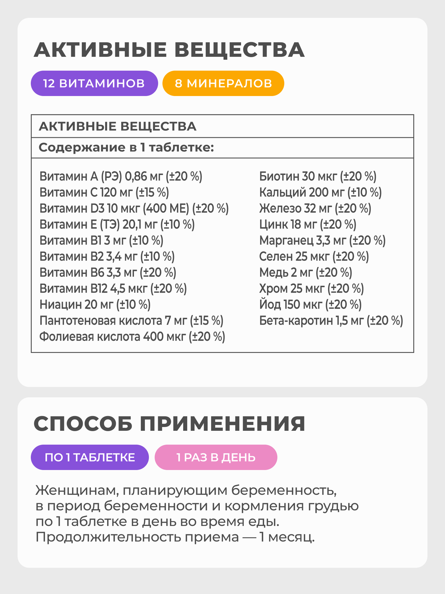 Витамины для беременных женщин VITAMIR Пренатал, 60 таблеток - фото 3