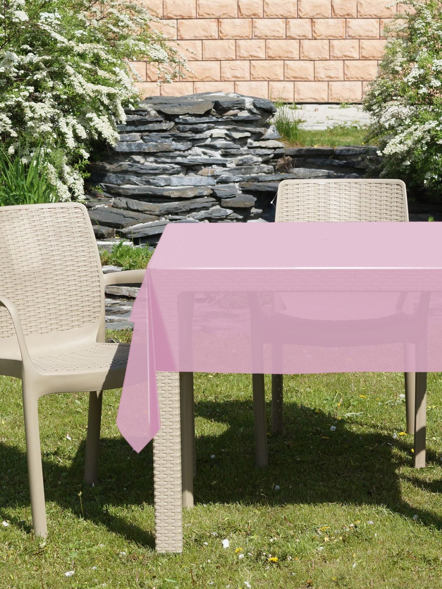 Скатерть одноразовая полиэтиленовая VILINA розовая - фото 5