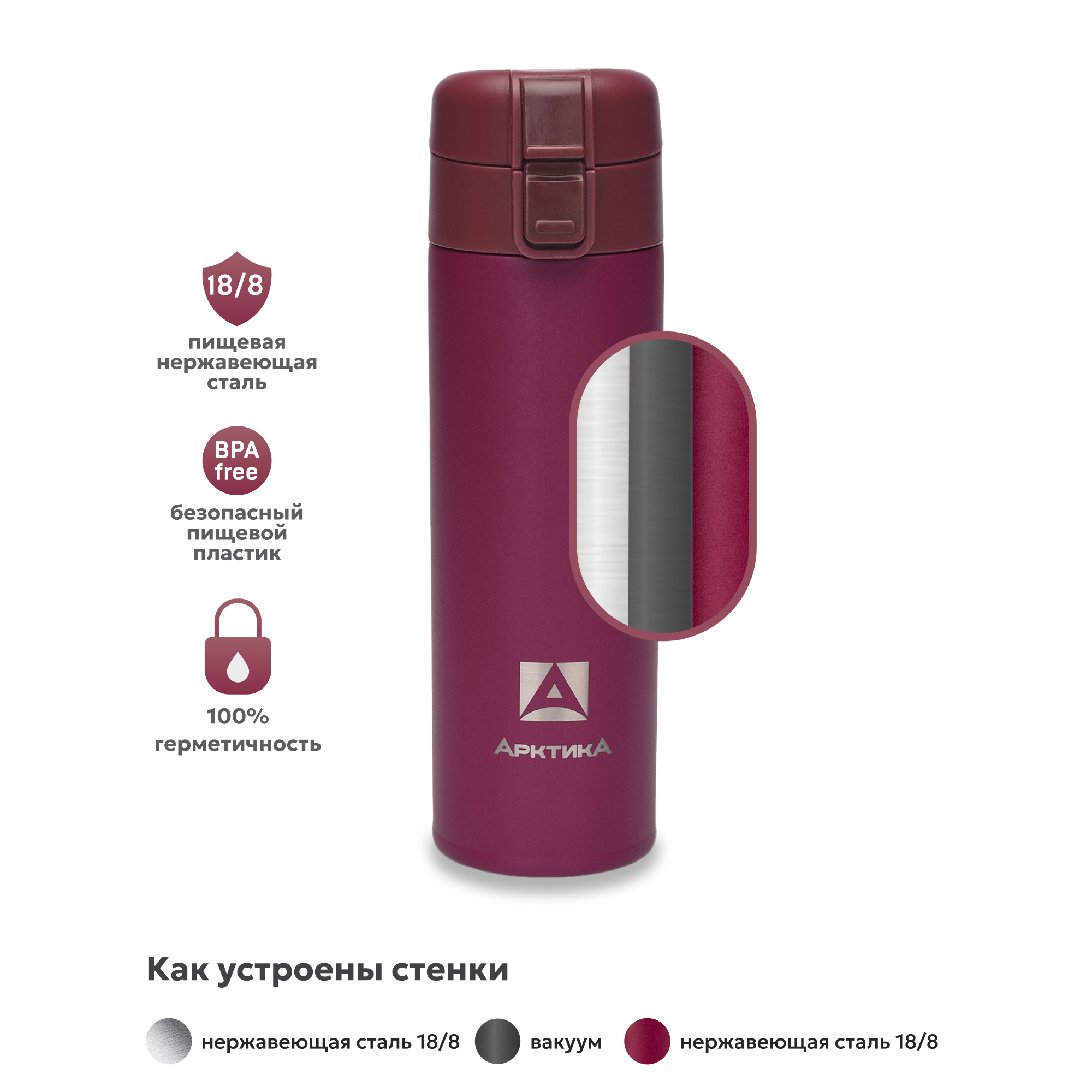 Термокружка Арктика 703-470 вишня с ситечком - фото 5