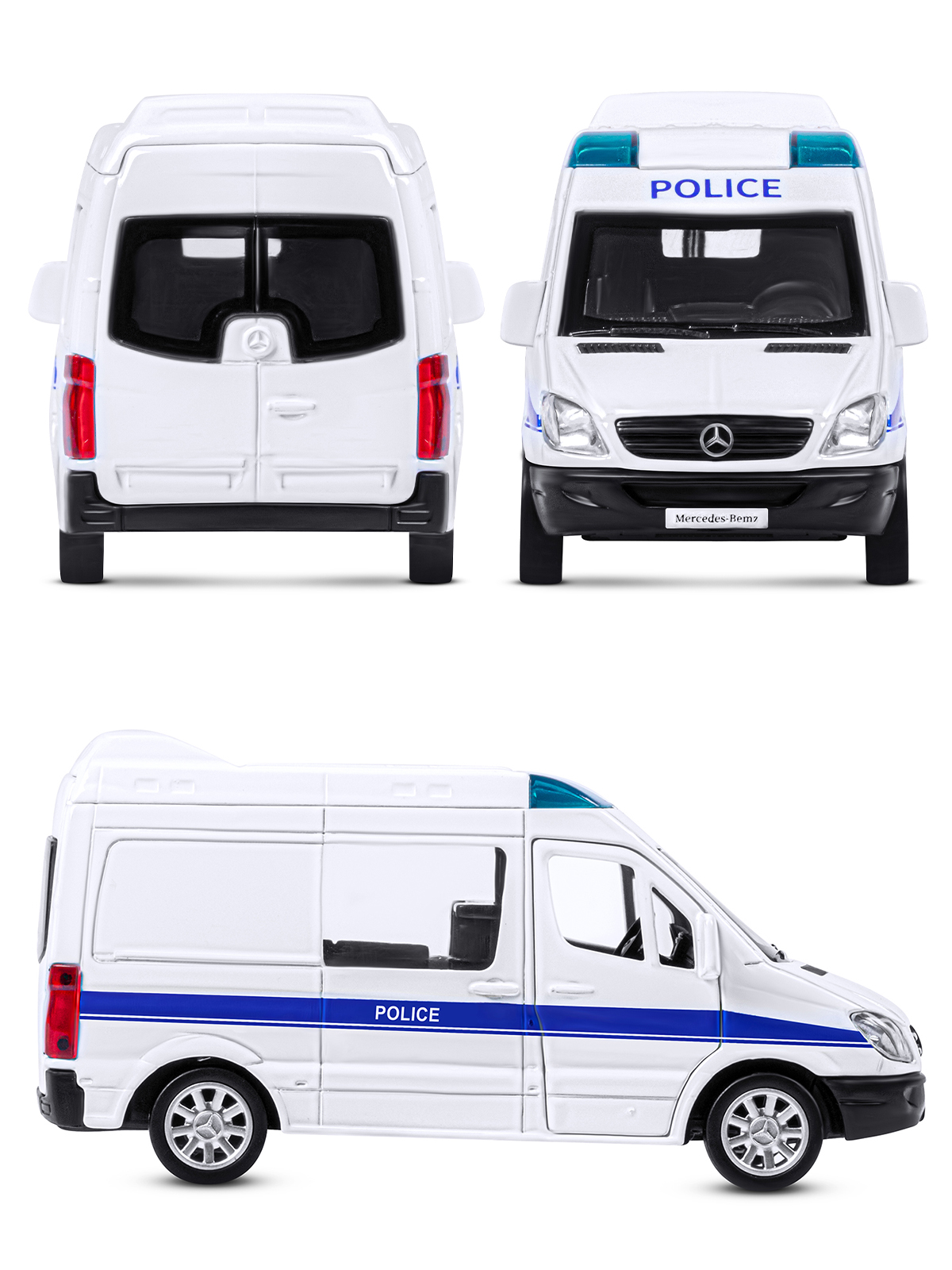 Полицейская машина АВТОпанорама Mercedes Benz Sprinter 1:53 Полиция JB1251634 - фото 8