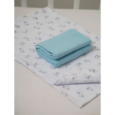 Пеленки для новорожденного Baby Nice хлопок 90х120 голубые 2 шт