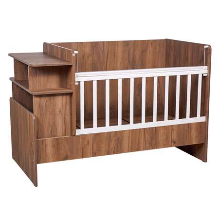 Детская кроватка Polini kids Ameli прямоугольная, без маятника (дуб, белый)