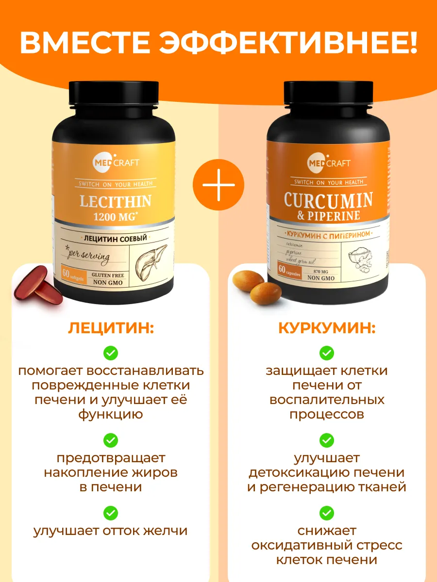 Куркумин с пиперином для суставов MedCraft , 130 мг, 60 капсул - фото 8