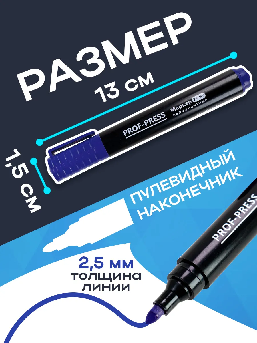 Маркеры Prof-Press перманентные 12 шт. - фото 2