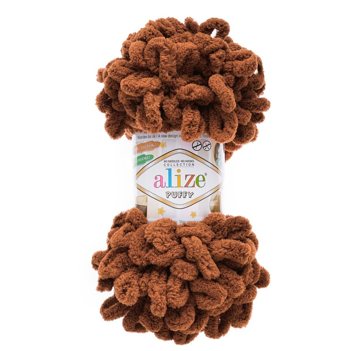 Пряжа для вязания Alize puffy 100 г 9 м микрополиэстер фантазийная плюшевая 597 корица 5 мотков - фото 5