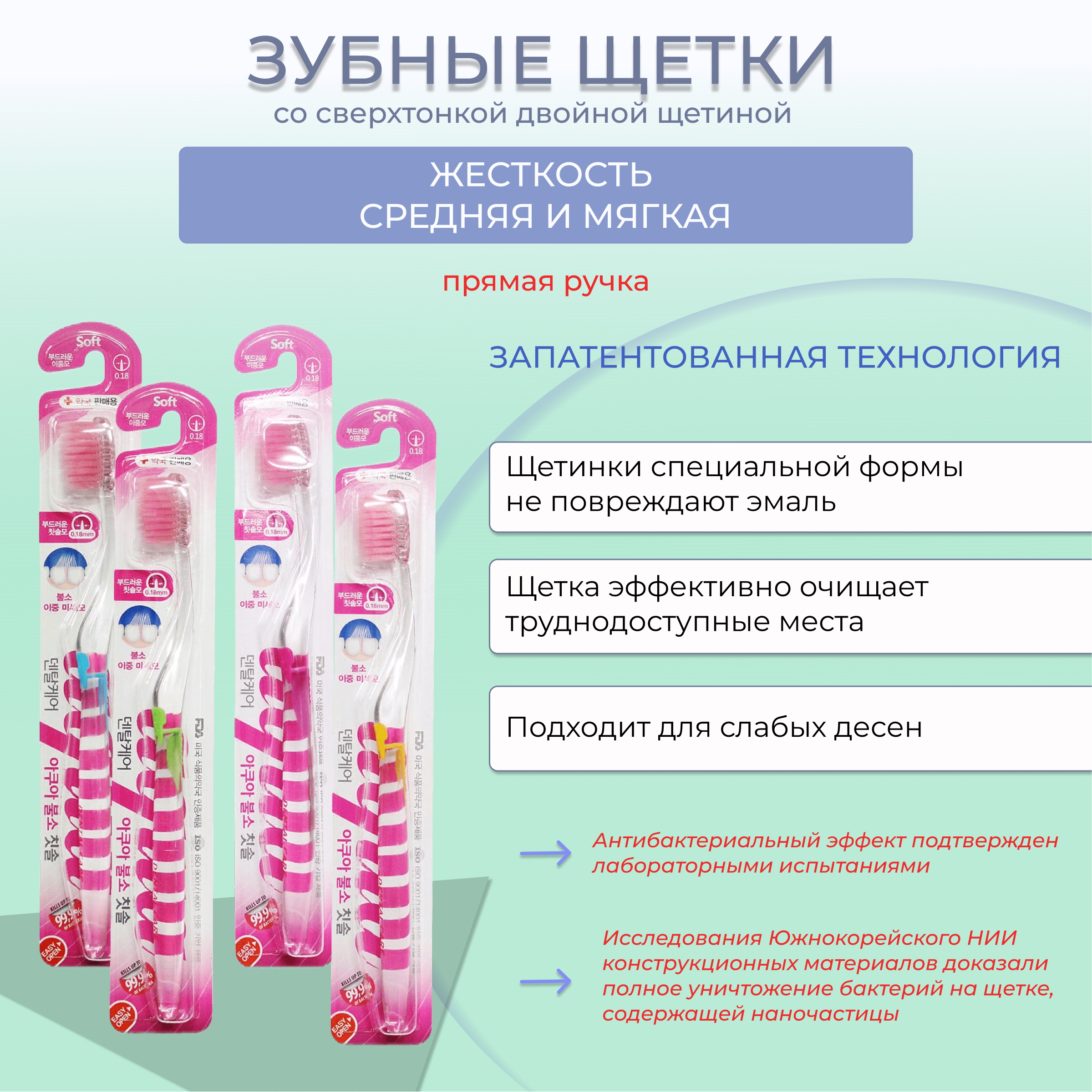 Зубная щетка классическая DENTAL CARE 4 шт. - фото 2