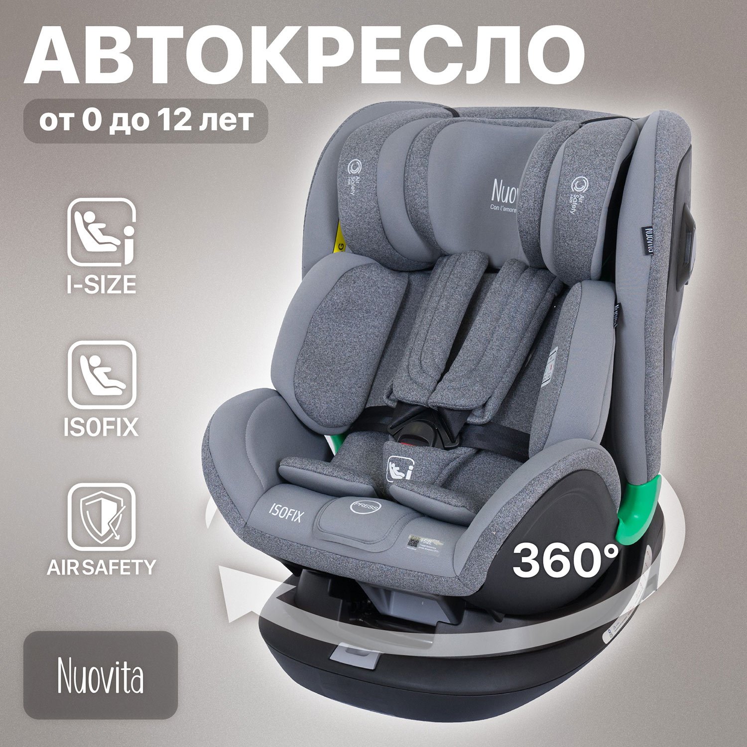 Автокресло Nuovita 0+/1/2/3 (0-36 кг) - фото 1