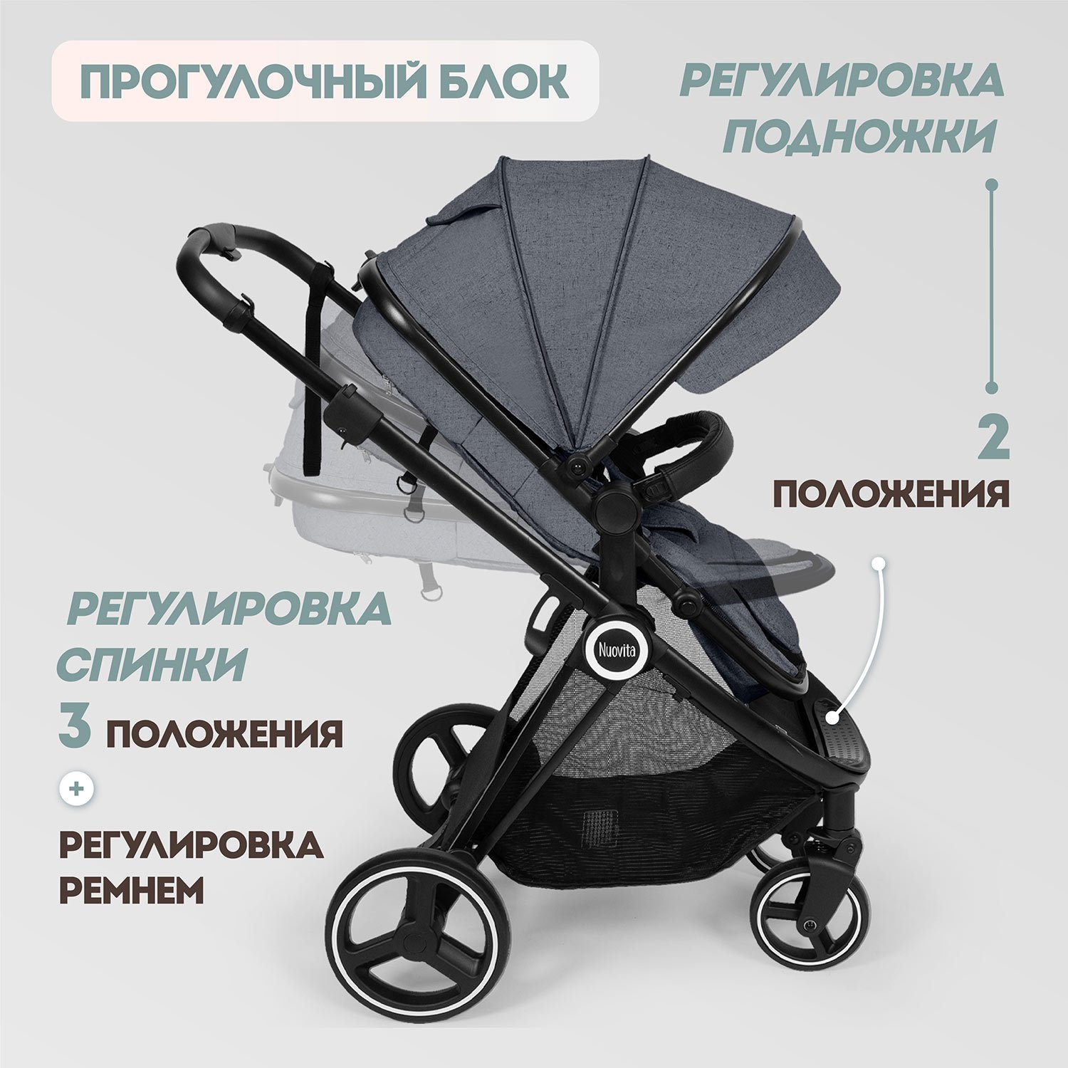 Коляска 3в1 Nuovita Luno 3 в 1 - фото 4