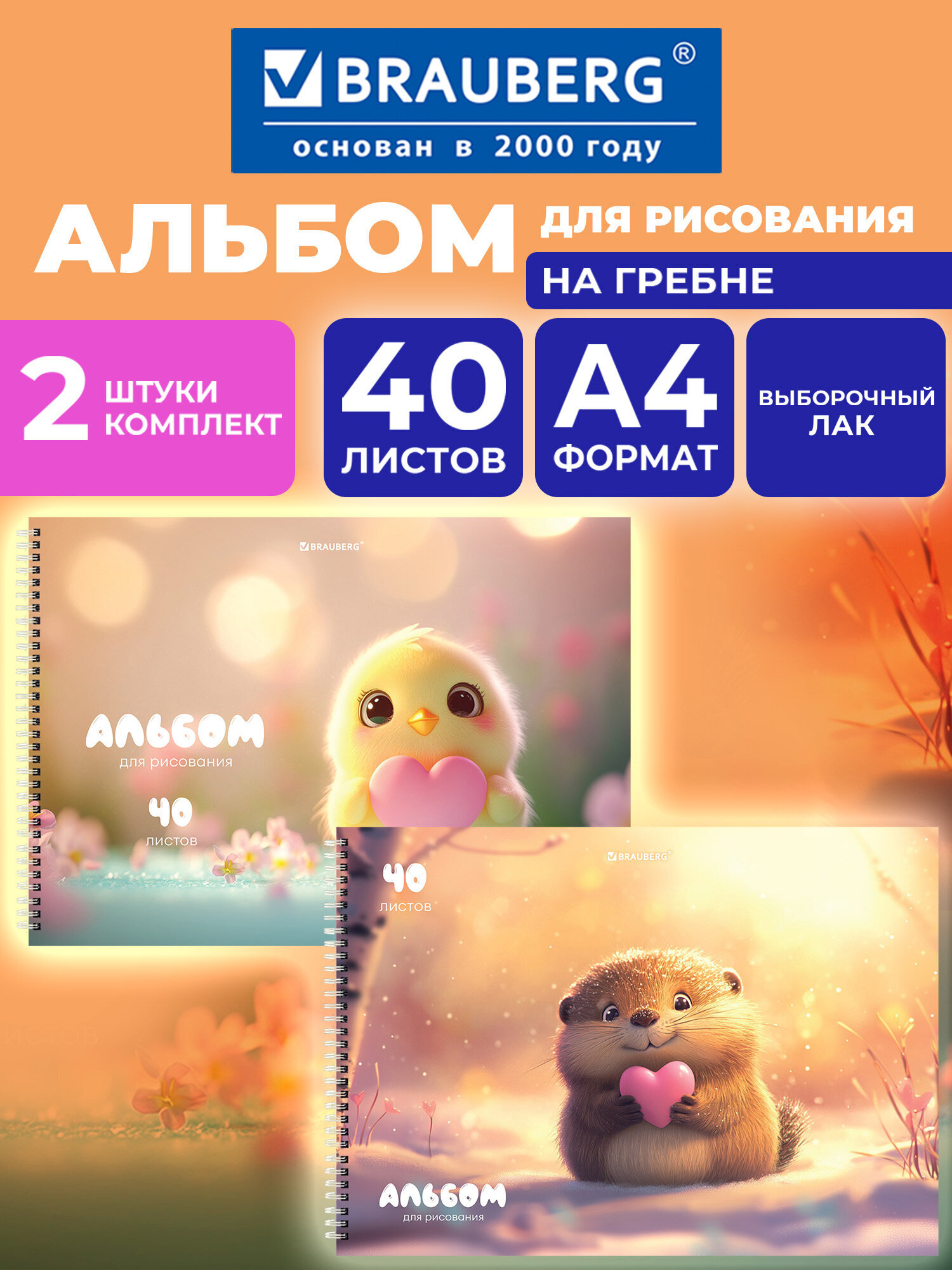 Альбом Brauberg А4 40 лист. 2 шт. - фото 1