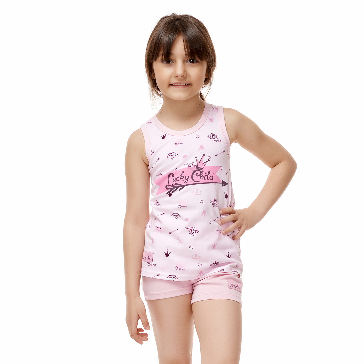 Пижама Lucky Child 45-412к/2-12/розовый/короны - фото 8