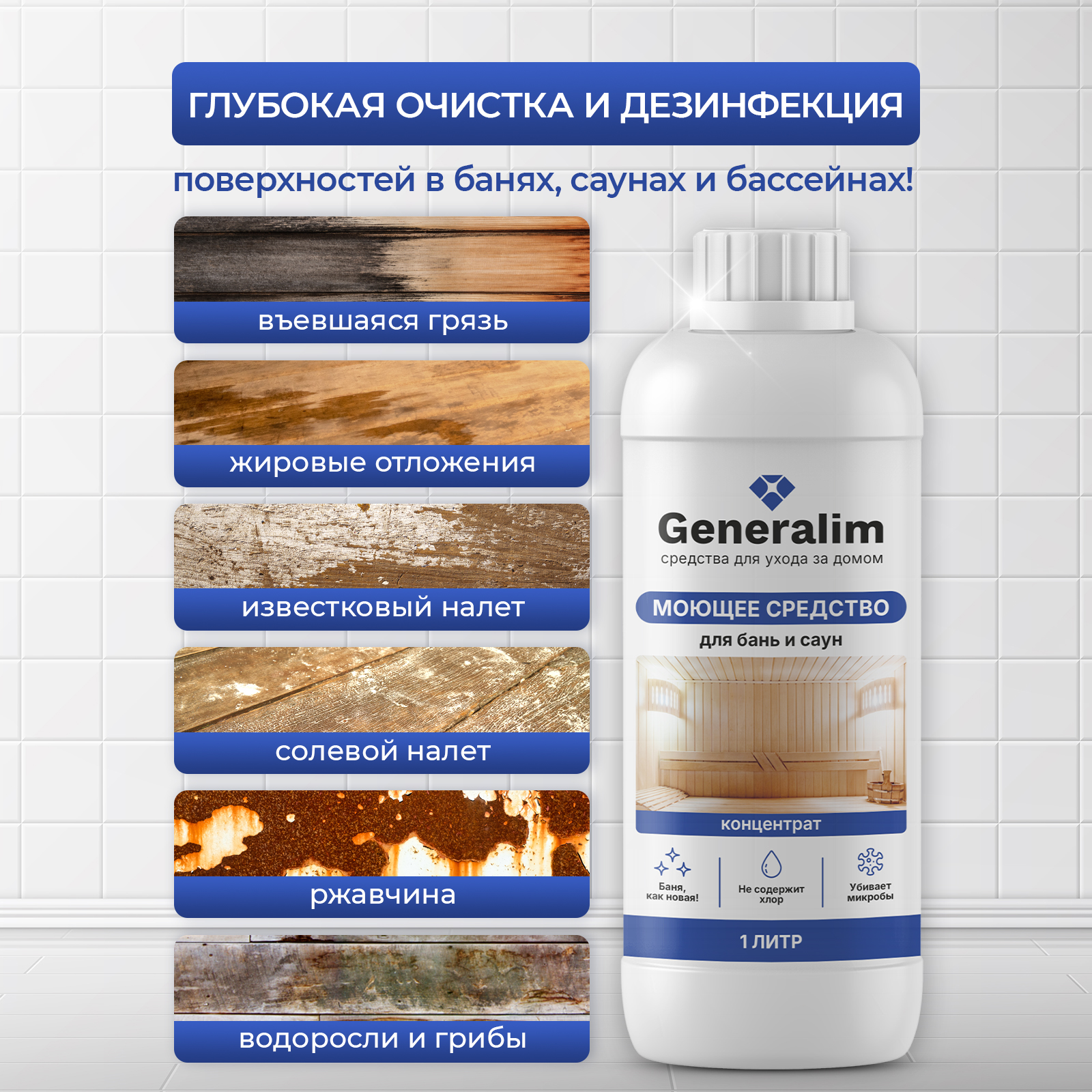 Средство для мытья деревянной бани Generalim 1 л - фото 3