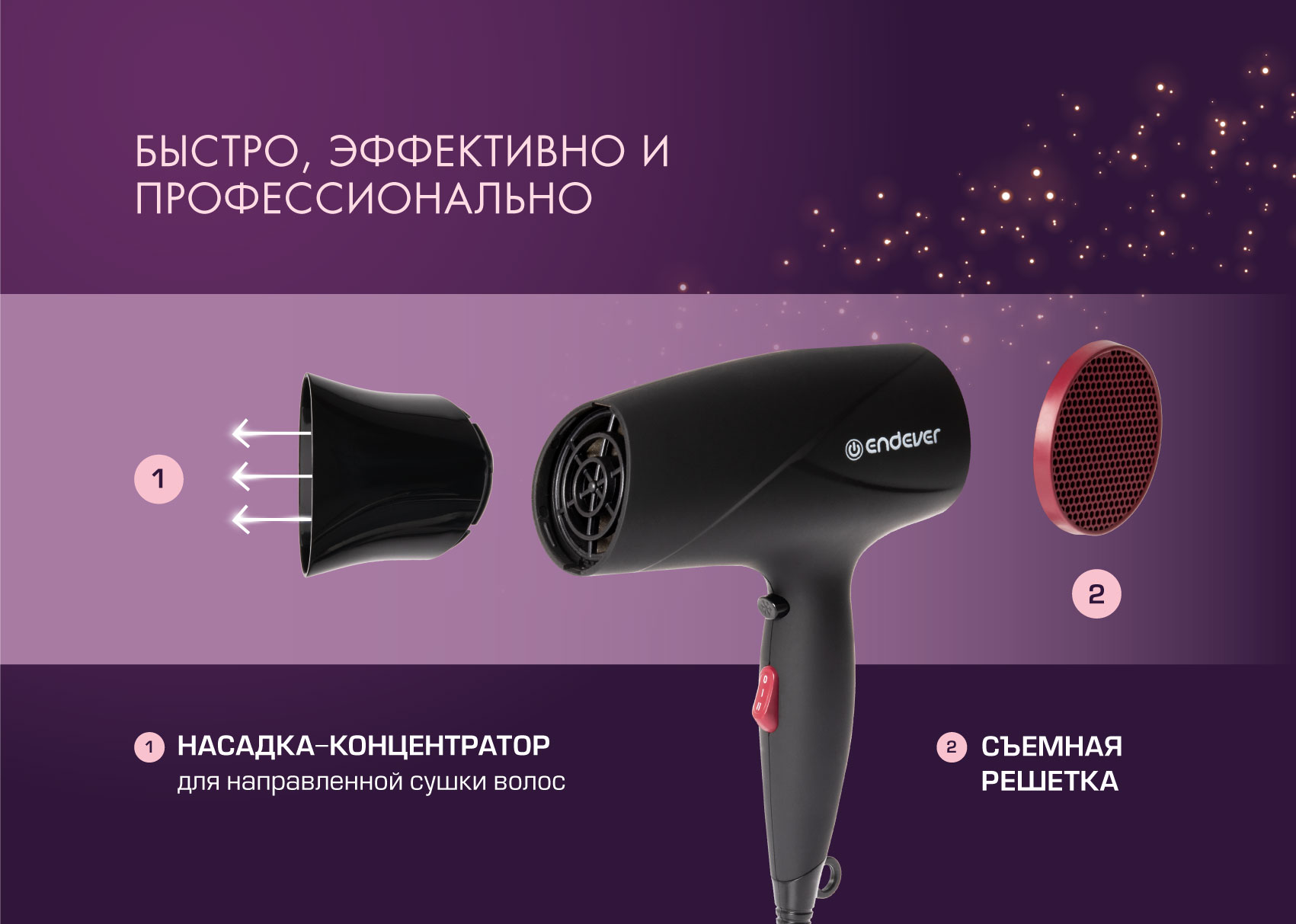 Фен для волос ENDEVER Aurora-462 - фото 3