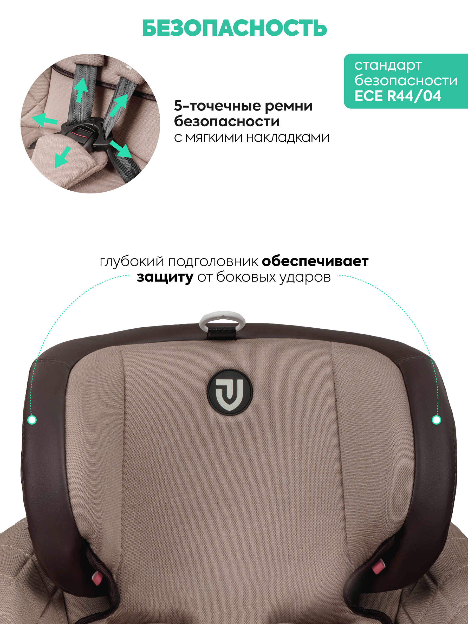 Автокресло Indigo Fuller бежевый-коричневый Isofix 0+/1/2/3 (0-36 кг) - фото 7