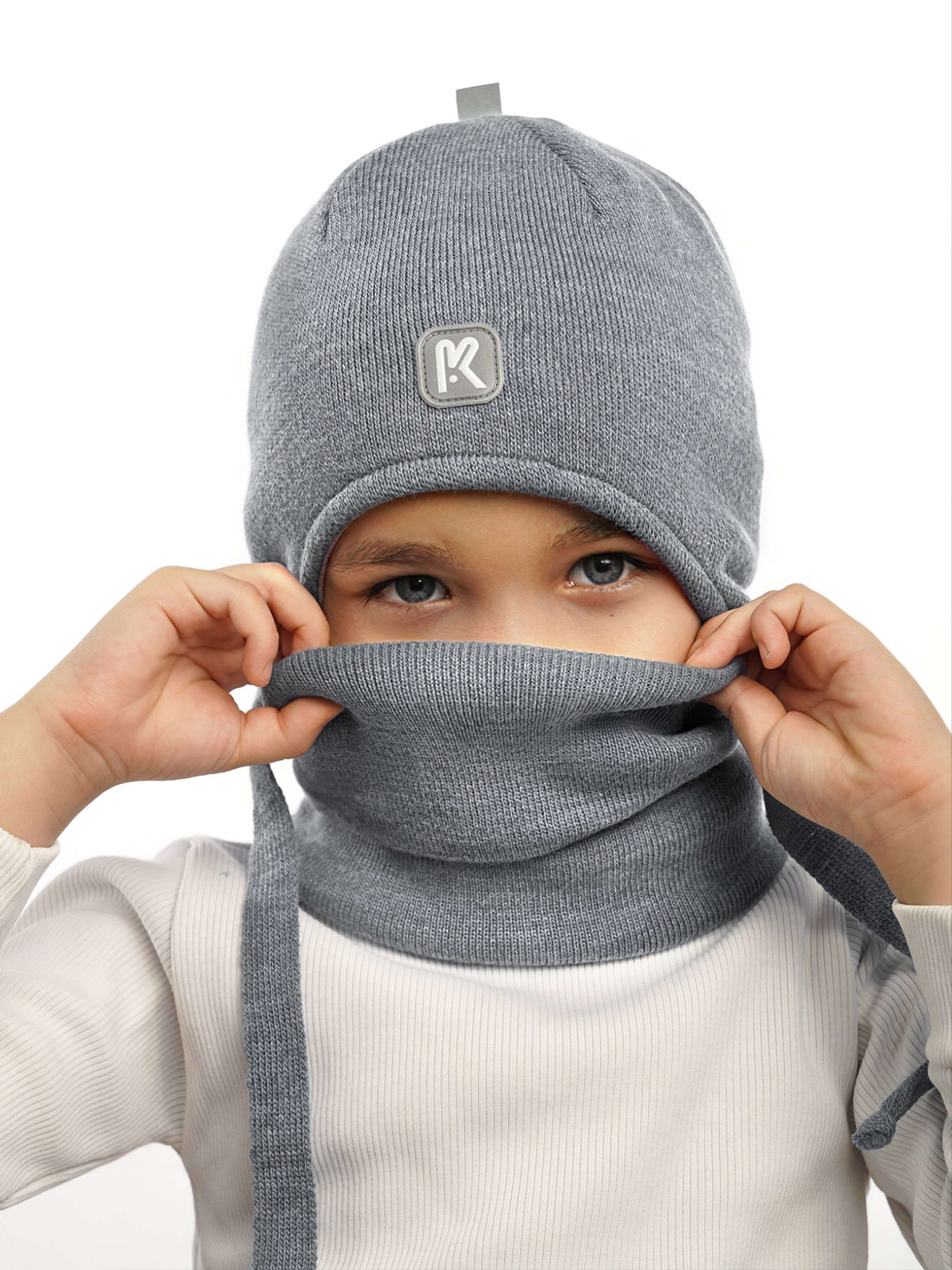 Шапка и снуд ПриКиндер U-Sp232724 Цвет: Светло-серый - фото 11