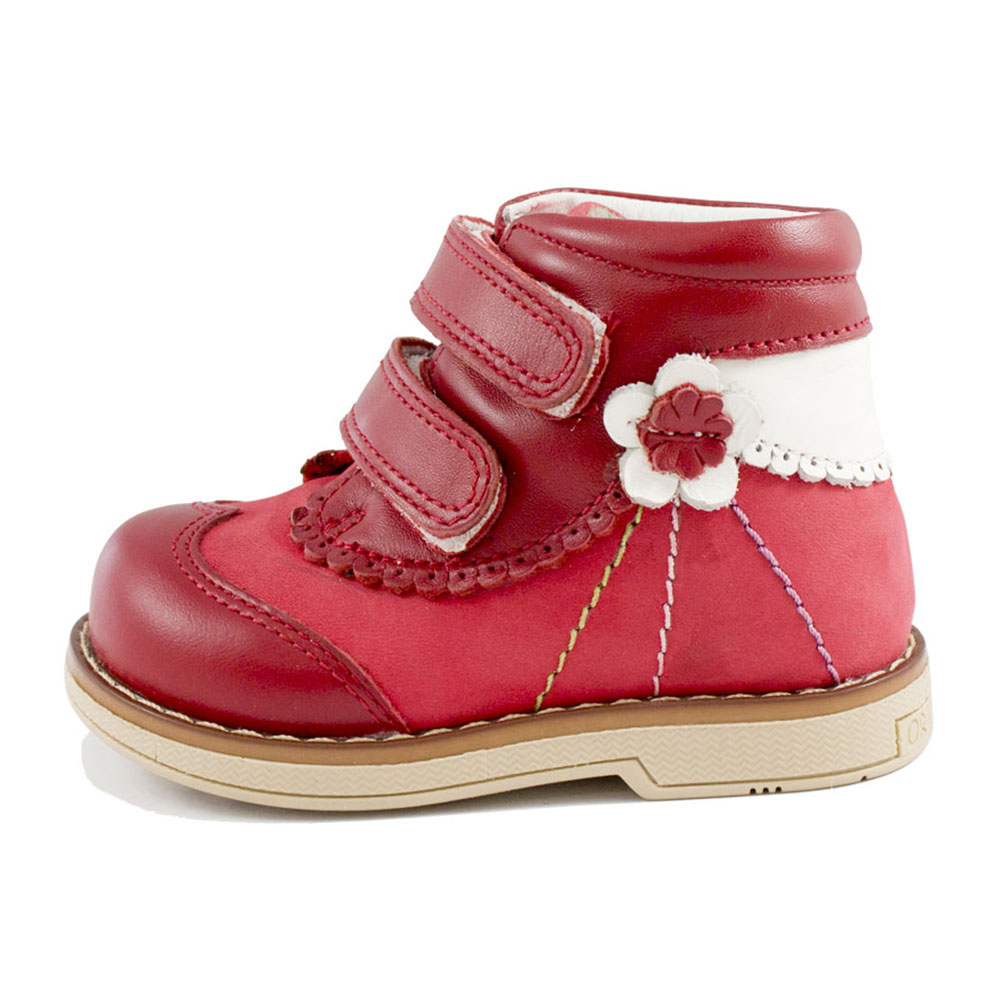 Ботинки Europen 004-90-32-SV EUROPEN Ботинки для девочки,красный кож/нуб - фото 1