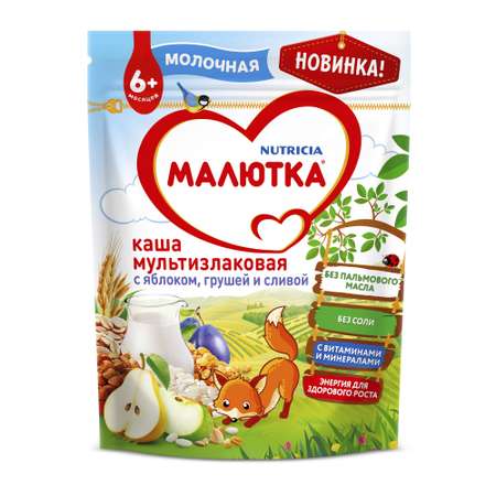 Каша Малютка мультизлаковая-яблоко-груша-слива 220г с 6месяцев