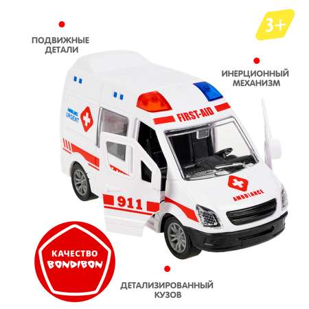 Скорая помощь Bondibon Инерционная машинка белый