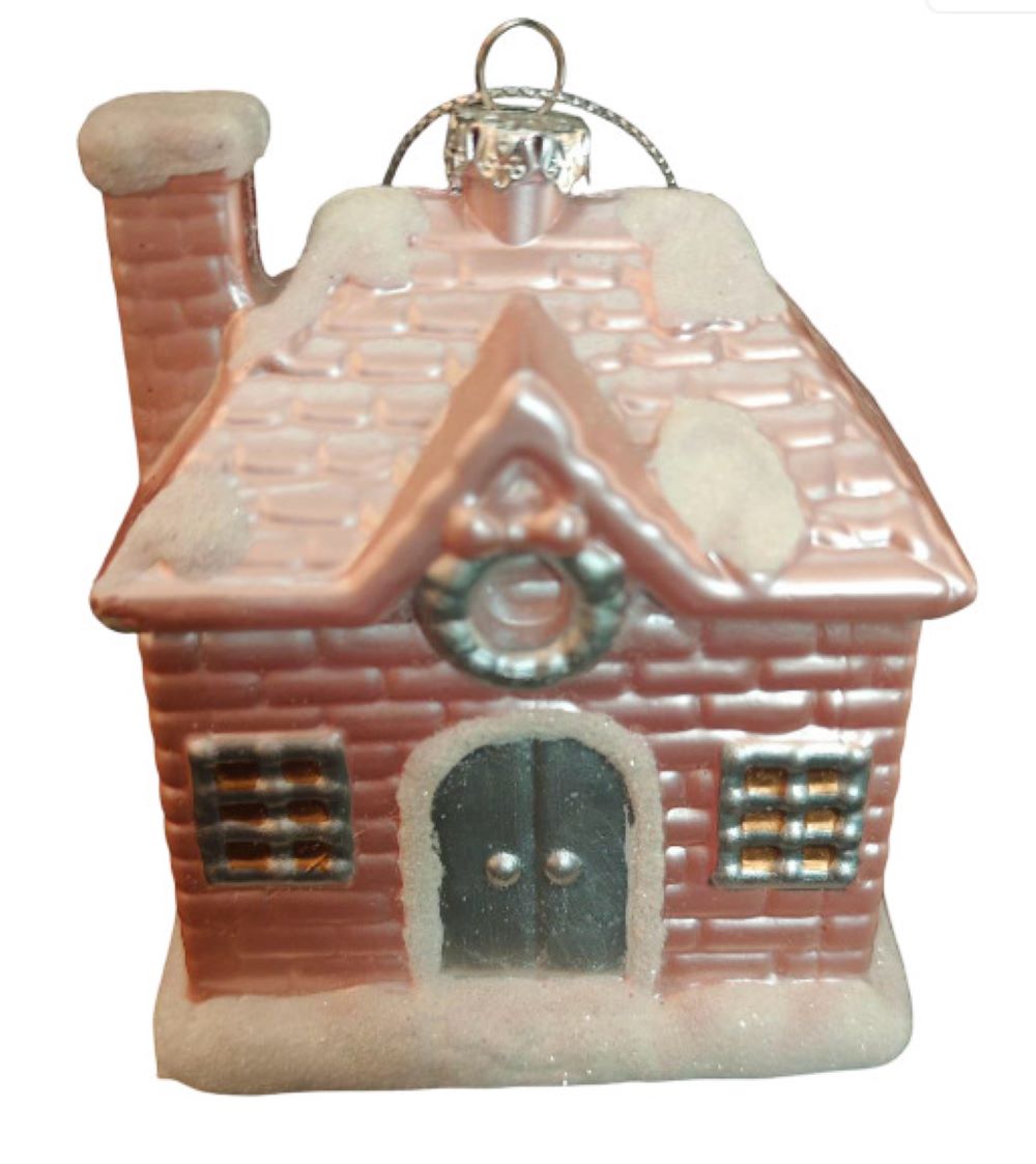 Ёлочное украшение Магия праздника Домик розовый 13 см - фото 1