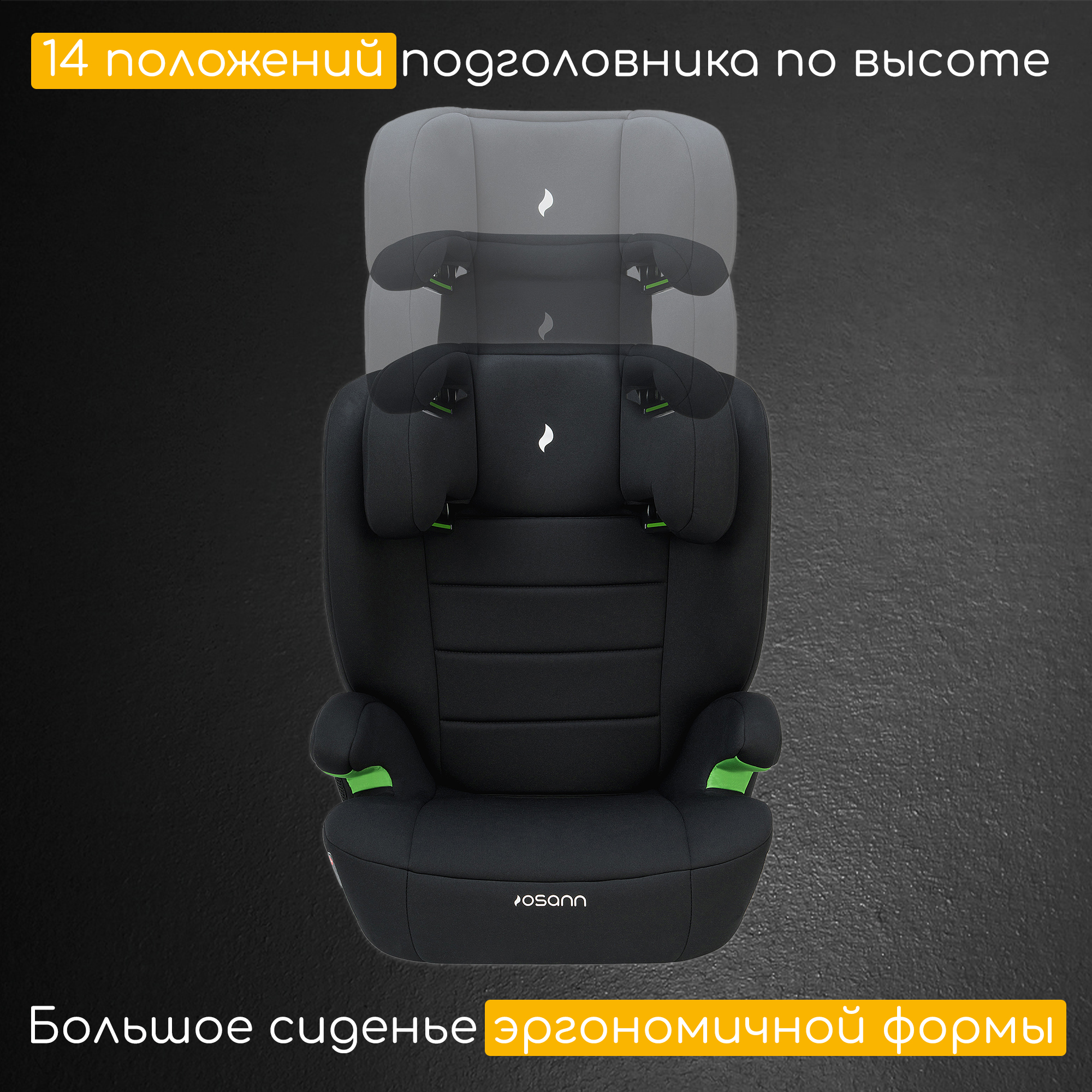 Автокресло Osann Musca Isofix Isofix 2/3 (15-36 кг) черный - фото 4